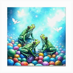 Frogs On Colorful pebbles Canvas Print