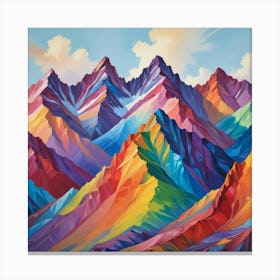 Rainbow Color Mountains Art Print Canvas Print