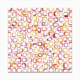 Watercolor Abstract Rounded Squares Pink Red Orange Canvas Print