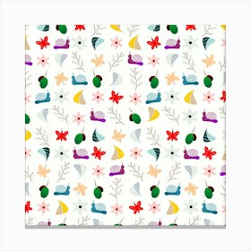 Snails Butterflies Pattern Seamless Canvas Print