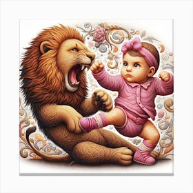 Lion And Baby Canvas Print