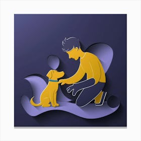 Man Petting Dog Canvas Print