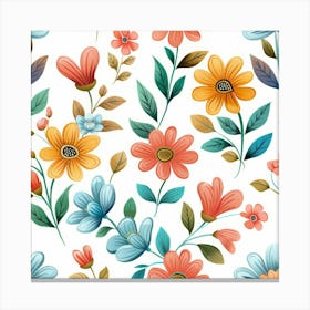 Floral Seamless Pattern Canvas Print