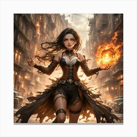 Sexy Steampunk Witch Battleground #1 Canvas Print