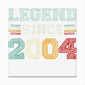 18 Years Old Legend Since 2004 18th Birthday Vintage Canvas Print