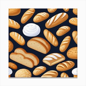 Bread And Buns Seamless Pattern Canvas Print