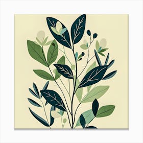 Emerald Branches - botanical art, green foliage, plant print, nature wall art, minimalist decor Canvas Print