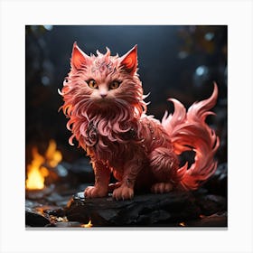 Cat In Flames Canvas Print