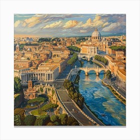 A Vatican City In Rome Oil Painting Illustration 1719920527 3 Canvas Print