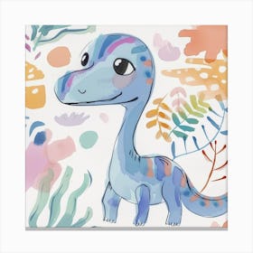 Troodon Dinosaur Muted Pastels Pattern  2 Canvas Print