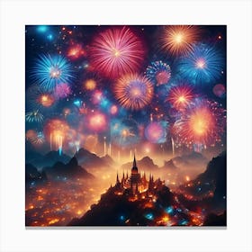 A Beautiful Image Of Fireworks In The Sky 2 Canvas Print