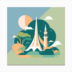 Flat Illustration Of Eiffel Tower Canvas Print