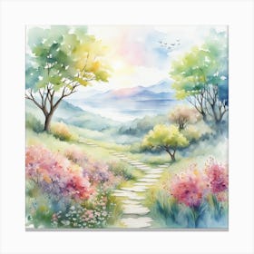 Watercolor Landscape Painting Canvas Print