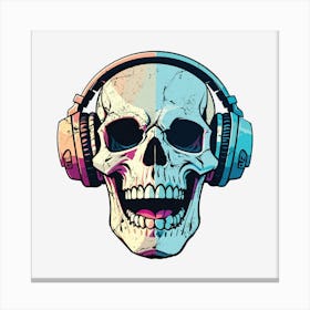 Skull With Headphones Canvas Print