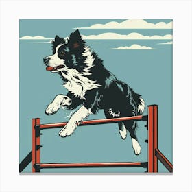 Border Collie Jumping Hurdles 1 Canvas Print