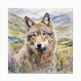 Wolf in Scottish Mountains Listens to the Breeze Canvas Print