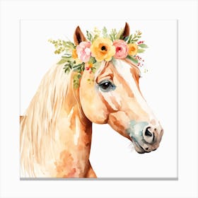 Floral Baby Horse Nursery Illustration (15) 1 Canvas Print