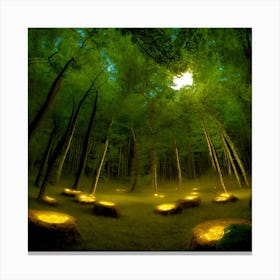 A Moonlit Forest Clearing Where Fireflies Weave A Celestial Tapestry Illuminating An Ancient Moss (1) Canvas Print