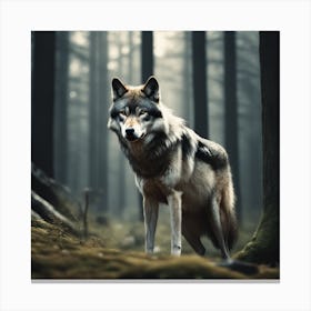 Wolf In The Forest 73 Canvas Print