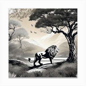 Lion In The Forest 8 Canvas Print