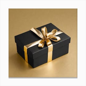 Black Gift Box With Gold Ribbon 4 Canvas Print