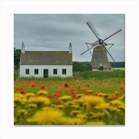 Windmill In The Field 6 Canvas Print