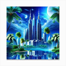 Cityscape At Night Canvas Print