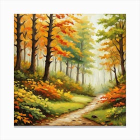 Forest In Autumn In Minimalist Style Square Composition 220 Canvas Print