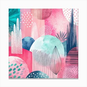 Pink And Blue Abstract Painting Canvas Print