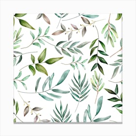 Watercolor Leaves Seamless Pattern Canvas Print