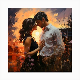 Burning Passion A Love Story In The Glow Of Firelight Canvas Print