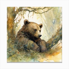 Brown Bear In The Forest Canvas Print