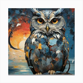 Owl At Sunset Canvas Print