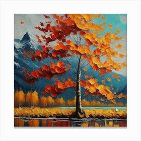 Autumn Tree By The Lake Canvas Print