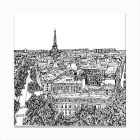 Paris Skyline, Eiffel Tower Illustration Leinwandbild