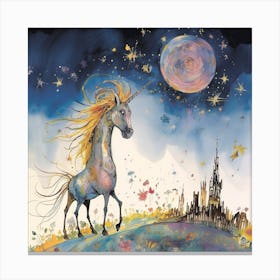 Unicorn In The Moonlight Canvas Print