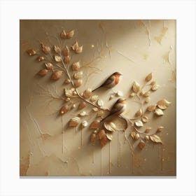 Birds On A Branch 4 Canvas Print