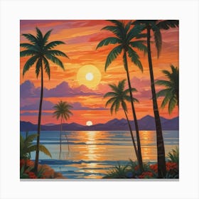 Sunset At The Beach 25 Canvas Print