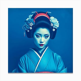 Geisha in Washed Blue Canvas Print