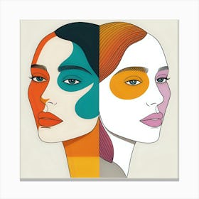 Two Women'S Faces Canvas Print