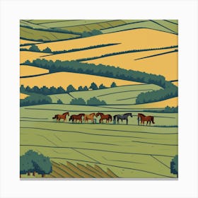 Horses In The Countryside Canvas Print