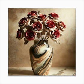 Roses In A Marble Vase Canvas Print
