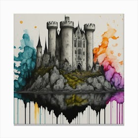 Castle In The Sky Watercolors Canvas Print