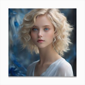 Portrait Of A Young Girl With Blue Eyes Canvas Print