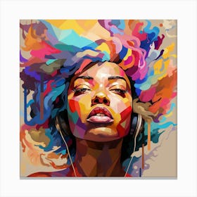 Colorful Woman With Headphones Canvas Print