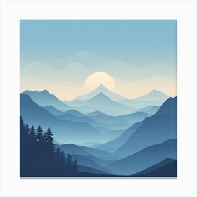 Misty mountains background in blue tone 39 Canvas Print