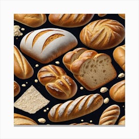 Breads On A Black Background Canvas Print