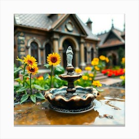 Miniature Garden Fountain Stampe su tela