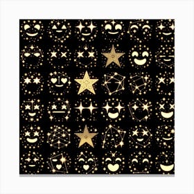 Golden Stars And Smileys Canvas Print