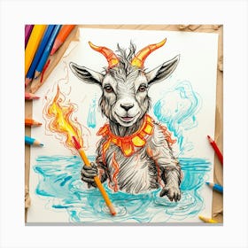 Goat In The Water Canvas Print